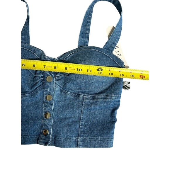Story‎ On  Denim Chambray Crop Dark Wash Bustier Bralette NWT Medium Concert Y2K - Picture 3 of 6